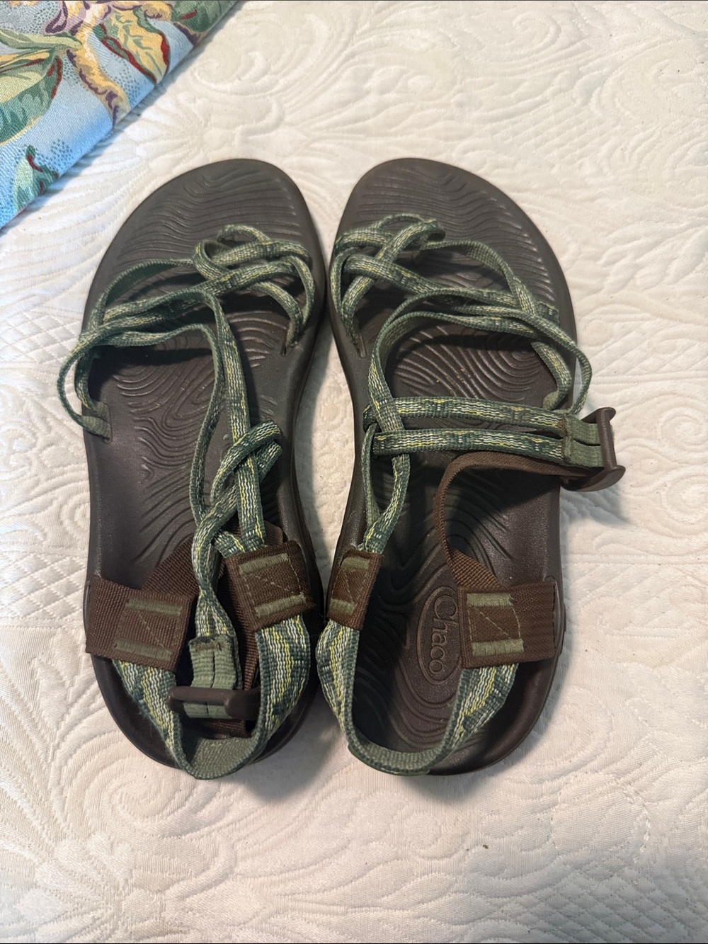 Chaco Women's Olive Green and Brown Strappy Sandals